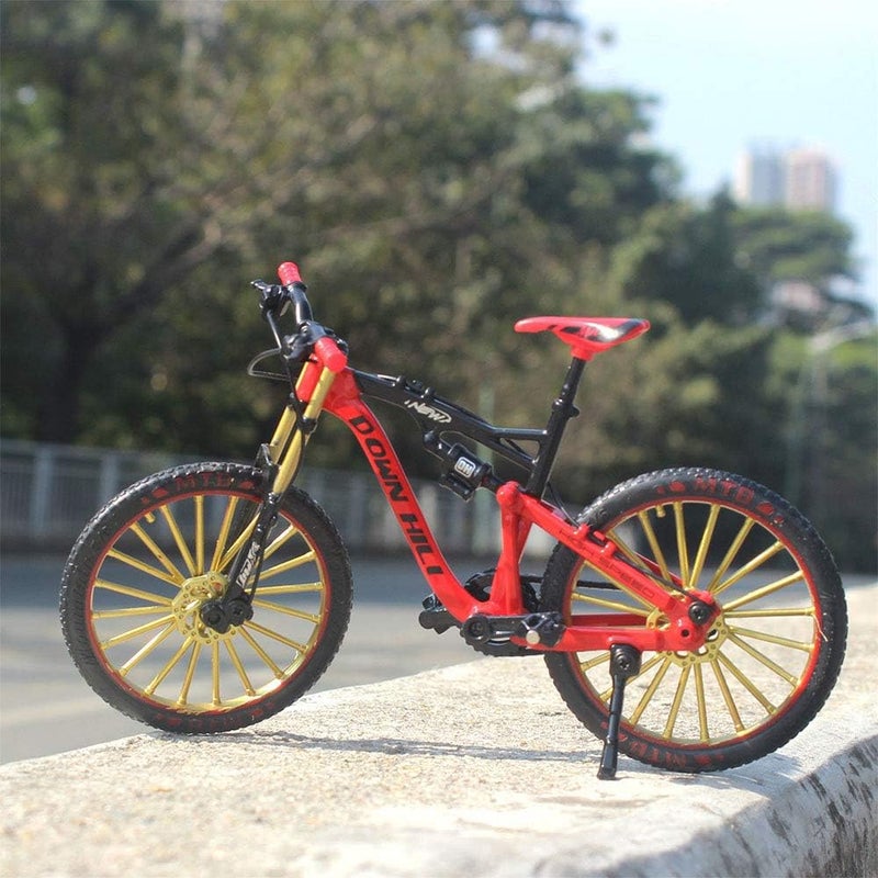Ailejia Alloy Finger Bike Downhill Toy Mini Racing Dirt MTB Bike Ornament DH Bicycle Vehicles Model Dirt Bike Cake Topper Decoration Mini Scooter Toy Finger for Boy (S-Red) - Image 5